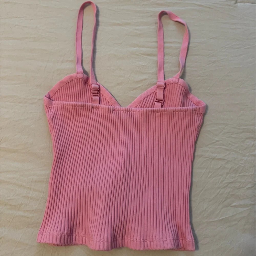 Zara Light Pink Ribbed Top - Picture 2 of 3